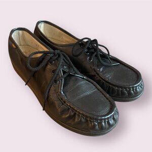 SAS Black Leather Lace-Up Shoes 8A Narrow Handsewn Walking Oxford Comfort Siesta
